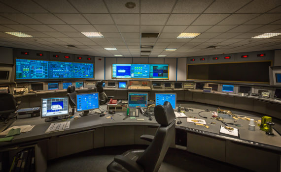 Control room from behind the engineering workstation