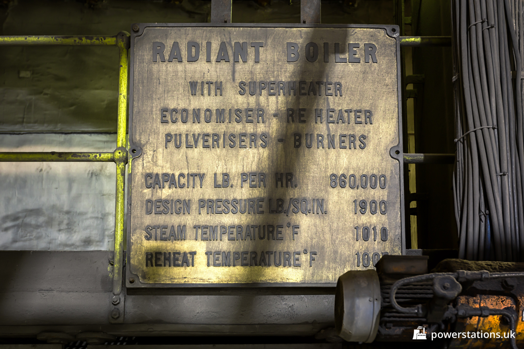 Boiler specification plate