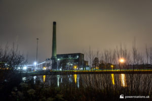 Uskmouth B Power Station at night